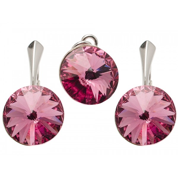 Set din Argint cu elemente Swarovski Rivoli12/12mm Rose